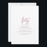 Convites Partido do aniversário de 40 anos de Script Dourad<br><div class="desc">Este convite de festas rosa de aniversário de 40 anos de guião rústico é perfeito para uma festa de aniversário country. O simples e moderno design de cor-de-rosa e branco-rosa, roxo-branco, apresenta uma letra de caligrafia manuscrita caprichosa única, com um estilo de boho minimalista contemporâneo. Personalizável em qualquer cor. Mantenha...</div>