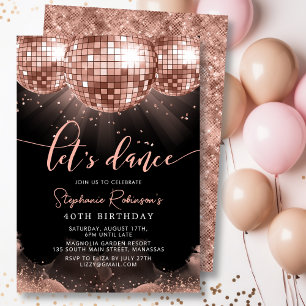 Convites Partido do aniversário de 40 anos Dourado do Rosa