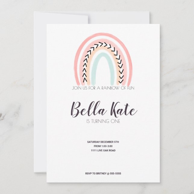 Convites Partido do Aniversário de criança Arco-Íris Modern (Frente)
