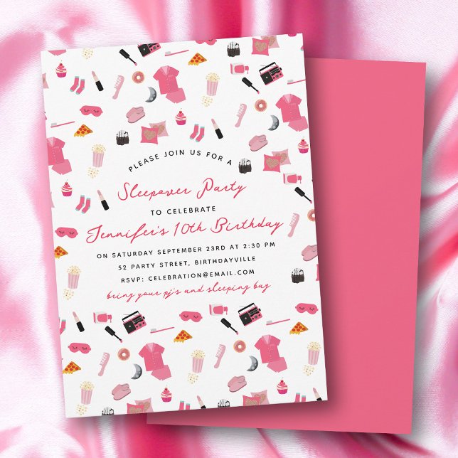 Convites Partido do Aniversário de criança de Sonolência do (Slumber Party Sleepover Kids Birthday Party Invitation)
