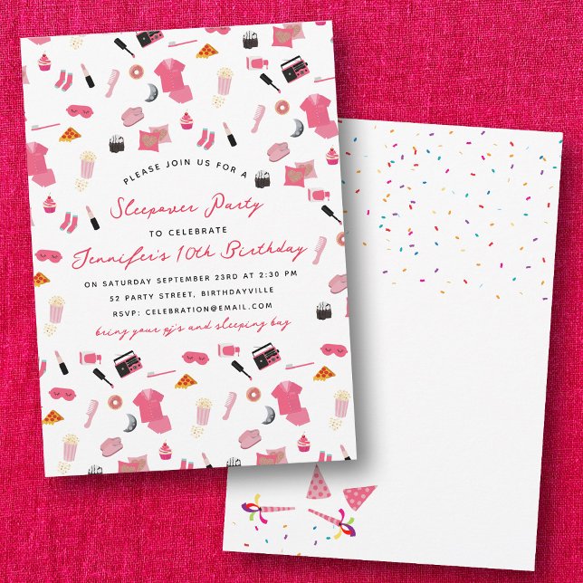 Convites Partido do Aniversário de criança de Sonolência do (Slumber Party Sleepover Kids Birthday Party Invitation)