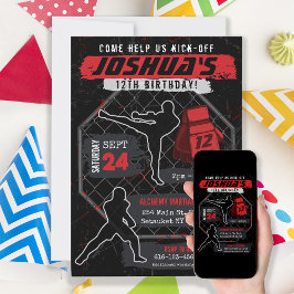 Convites Partido do Aniversário de criança MMA Karate Ninja