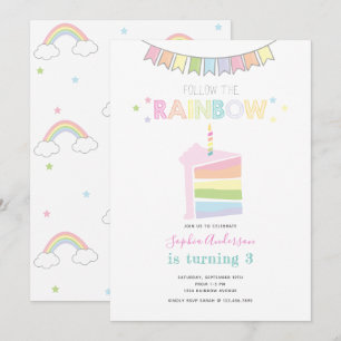 Convites Partido do Aniversário de criança Pastel Rainbow