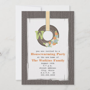 Convites Partido do Aquecimento Doméstico de Monograma Wrea