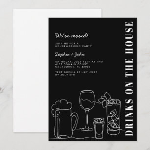 Convites Partido do Aquecimento Doméstico Negro e Branco