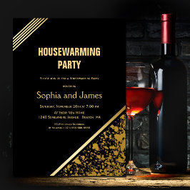 Convites Partido do Aquecimento Doméstico Negro e Dourado