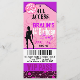 Convites Partido do bilhete do aniversário do VIP do roxo