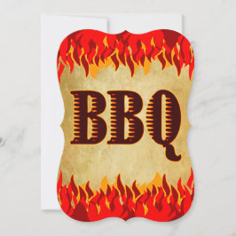 Convites Partido do CHURRASCO Ocidental das Chamas Vermelha