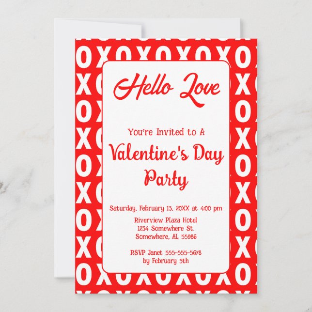 Convites Partido do Dia de os namorados XO (Frente)