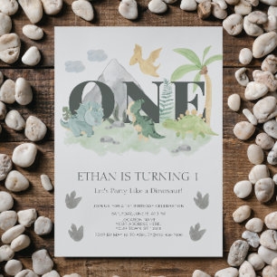 Convites Partido do Dinossauro da Coloração da Água do prim