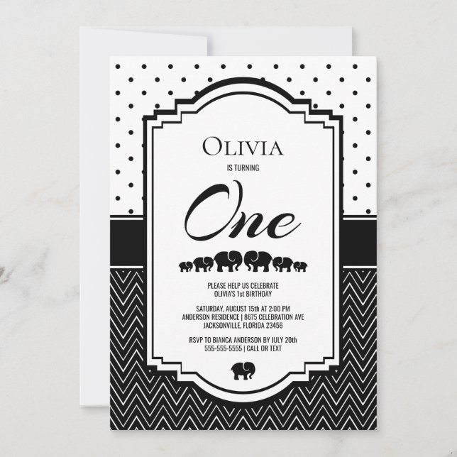 Convites Partido do Elefante do primeiro aniversario (Frente)