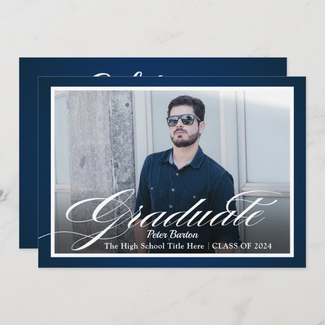 Convites Partido do Formando de Fotografia do Script Blue S (Frente/Verso)