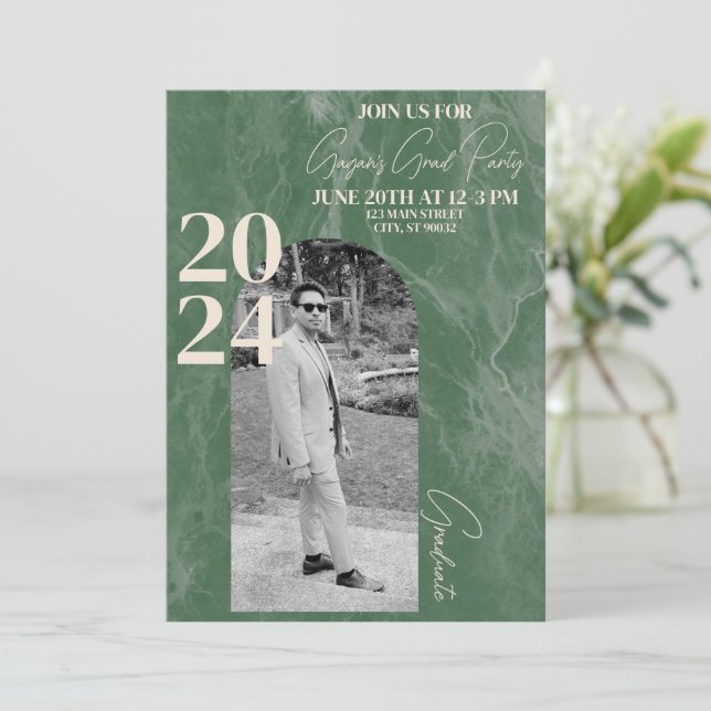 Convites Partido do Formando Verde e Moderno (Em pé/Frente)