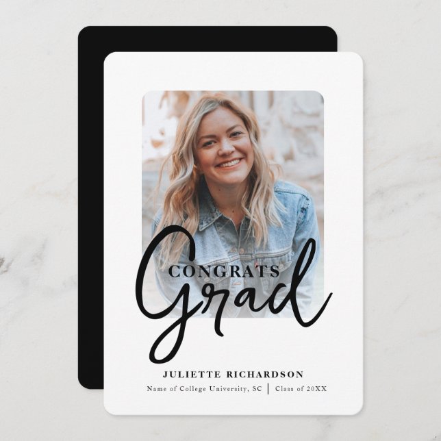 Convites Partido do Formandos de Fotografia Branco Preto Mo (Frente/Verso)