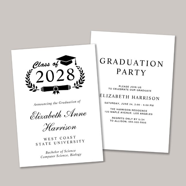 Convites Partido do Formandos de Script Elegante (An elegant college graduation party invitation to celebrate the graduate's achievements)