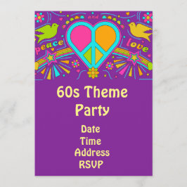 Convites partido do hippy de flower power do tema 60s