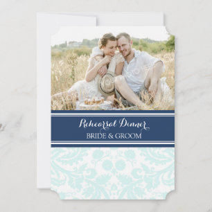 Convites Partido do jantar de ensaio da foto do damasco dos