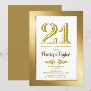 Convites Partido do Janto aniversário de 21 anos Dourado