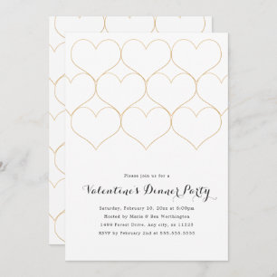 Convites Partido do Janto do Coração Moderno Dourado