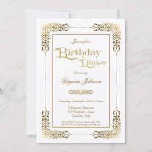Convites Partido do Janto Elegante Dourado Lace Birthday