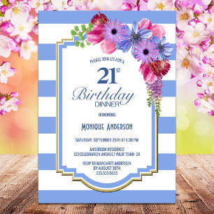 Convites Partido do Janto Floral aniversário de 21 anos Pur