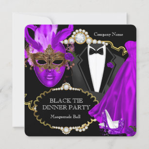 Convites Partido do Janto mascarada Ball Purple Black Tie