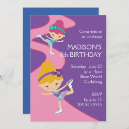 Convites Partido do patinagem no gelo da menina