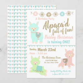 Convites Partido do primeiro aniversario Alpaca