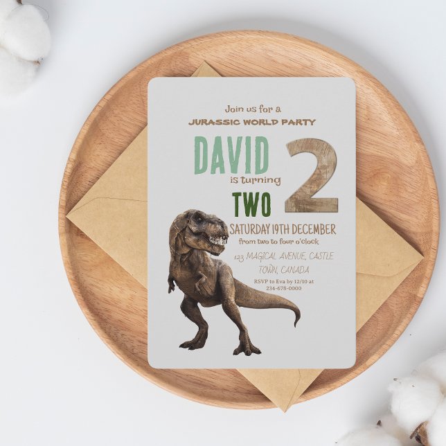 Convites Partido do segundo aniversário do Tema Dinossauro (Criador carregado)