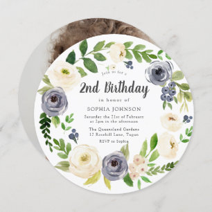Convites Partido do segundo aniversário Floral Floral Wreat