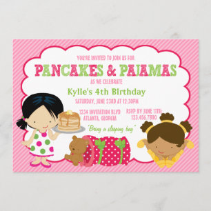 Convites Partido do Sleepover das panquecas e dos pijamas