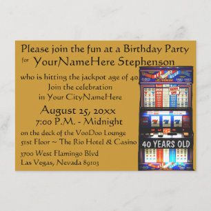 Convites Partido do tema do casino com slot machine