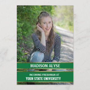 Convites Partido do Tronco de Fotos Moderno Verde e Dourada