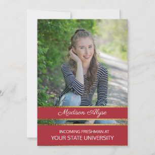 Convites Partido do Tronco de Fotos Vermelho e Dourado