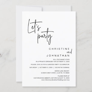 Convites Partido do vamos, Celebração do Janto de Elopement