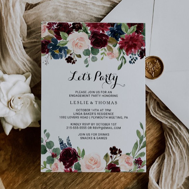 Convites Partido do Vamos Russo do Outono - Dazzling Burgun (Criador carregado)