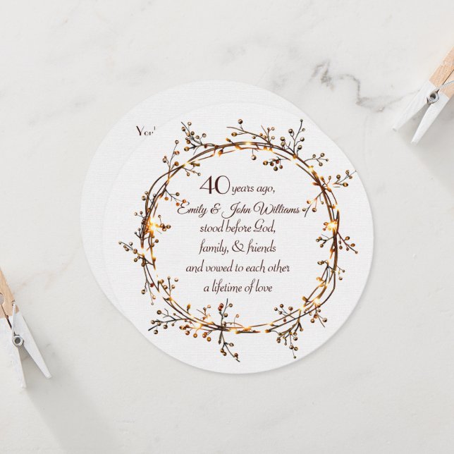 Convites Partido dos 40 anos brilhando outono, Berry Wreath (Frente/Verso In Situ)