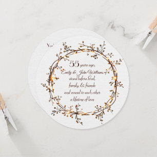 Convites Partido dos 55 anos brilhando outono, Berry Wreath