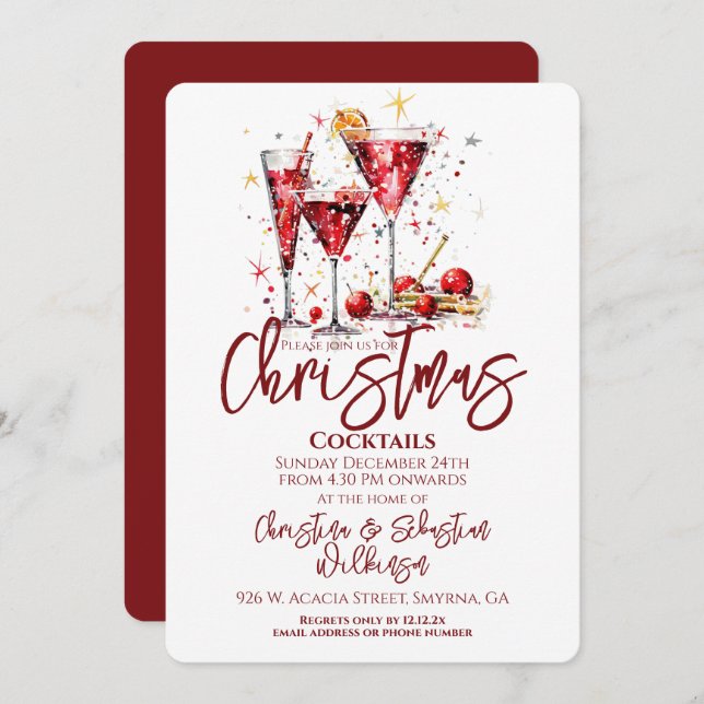 Convites Partido dos Cocktail de Natal (Frente/Verso)