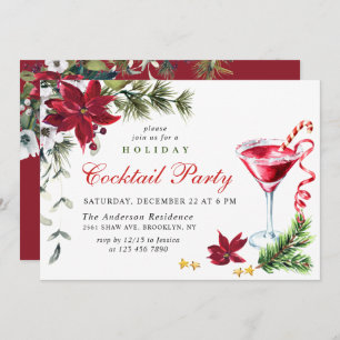 Convites Partido dos Cocktail no Natal Feriado da Poinsetti