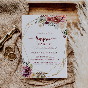 Convites Partido Dourado da Surpresa Floral de Verão, Russ