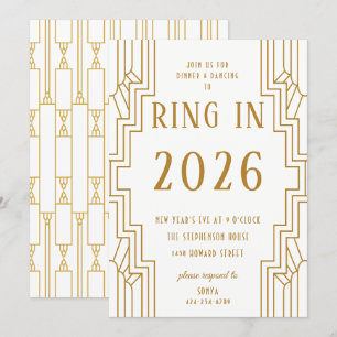 Convites Partido Dourado da véspera de Ano Novo do quadro