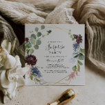 Convites Partido Dourado de Surpresa Geométrica Burgundy<br><div class="desc">Este convite de festas de surpresa geométrica de ouro burguês é perfeito para um aniversário moderno,  aposentadoria ou qualquer festa surpresa. O elegante design apresenta marinho de aquarela,  cor-de-rosa-pincelada e flores de sombra de vinho com detalhes artísticos lápis.</div>