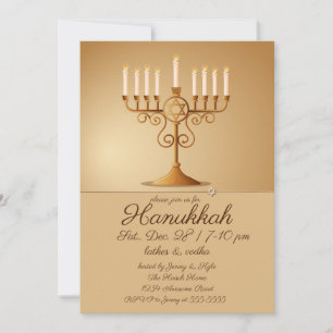 Convites Partido dourado elegante de Menorah Hanukkah