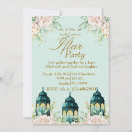 Convites Partido Dourado Floral Personalizado Ramadan Iftar