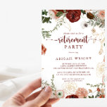Convites Partido Dourado Russo Colorida de Reforma Floral C<br><div class="desc">Este convite de festas rústico e colorido de aposentadoria floral é perfeito para um evento simples. O design apresenta marsala pintada à mão,  cor-de-rosa,  pinceladas,  burgundy e flores douradas com folhas verdes dispostas em lindas coroas.</div>