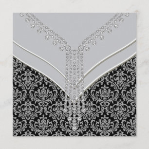 Convites Partido Elegante Black Damask
