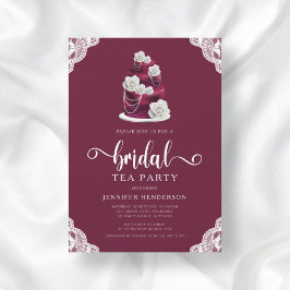 Convites Partido Elegante Burgundy Bridal Tea