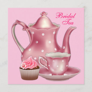 Convites Partido Elegante de Chá Bridal Rosa