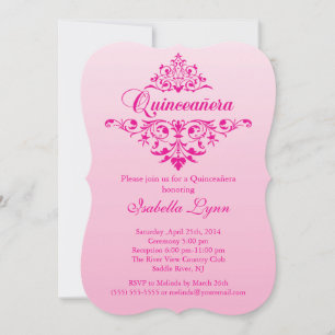 Convites Partido Elegante de Ombre Rosa Quinceañera